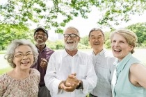 Group of senior retirement friends happiness concept